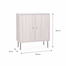 sweeek 83.5cm storage cabinet with grooved wooden-effect in Beige - thumbnail 9