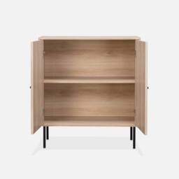 sweeek 83.5cm Storage Cabinet With Grooved Wooden-effect in Light Brown - thumbnail 3