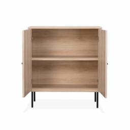 sweeek 83.5cm storage cabinet with grooved wooden-effect in Beige - thumbnail 7
