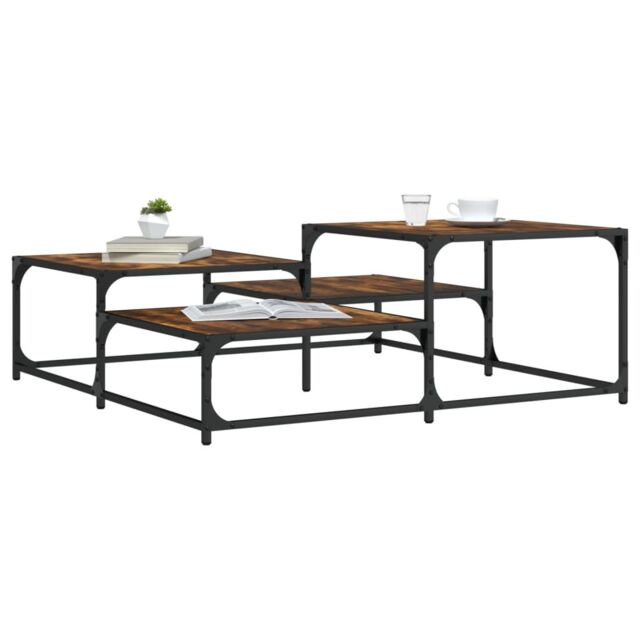 Berkfield Home Coffee Table Smoked Oak 107x107x40 cm Engineered Wood in Brown - Size: 107 x 107 x 40 cm - image 1