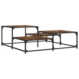 Berkfield Home Coffee Table Smoked Oak 107x107x40 cm Engineered Wood in Brown - Size: 107 x 107 x 40 cm - thumbnail 6