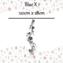 VFM e-Store Christmas Velvet Pumpkin Leaves Berries Garland 120cm x 28cm Blue X 1 - Size: 120 cm x 28 cm - thumbnail 2