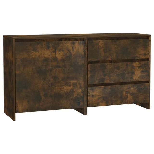 Berkfield Home 2 Piece Sideboard Smoked Oak Engineered Wood in Brown - image 1