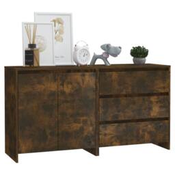 Berkfield Home 2 Piece Sideboard Smoked Oak Engineered Wood in Brown - thumbnail 3