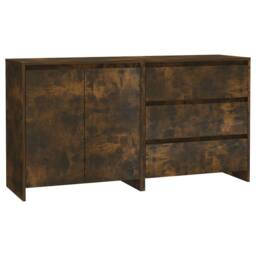 Berkfield Home 2 Piece Sideboard Smoked Oak Engineered Wood in Brown - thumbnail 1
