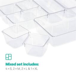 Kelvenix Drawer Organiser Tray Set 9 Piece Clear Storage Boxes - Size: 500mm - thumbnail 2