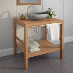 Berkfield Home Bathroom Vanity Cabinet Solid Teak 74x45x75 cm in Brown - Size: 74 x 45 x 75 cm