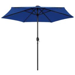 Berkfield Home Parasol with LED Lights & Aluminium Pole 270 cm Azure Blue - thumbnail 1
