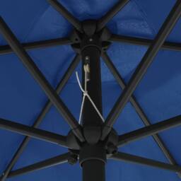 Berkfield Home Parasol with LED Lights & Aluminium Pole 270 cm Azure Blue - thumbnail 5