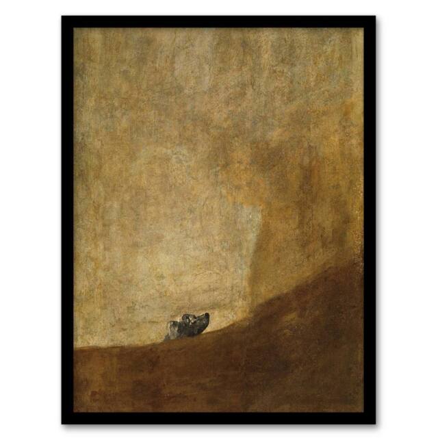 Artery8 Francisco Goya Le Chien The Dog Oil Painting Framed Art Picture Print in Brown - Size: A4 - image 1
