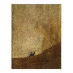Artery8 Francisco Goya Le Chien The Dog Oil Painting Framed Art Picture Print in Brown - Size: A4 - thumbnail 3