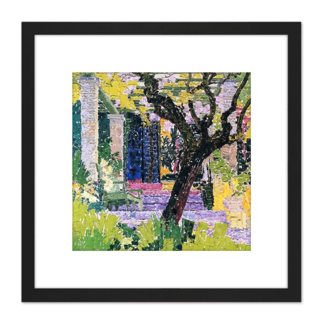 Artery8 Giacometti Garden San Domenico Symbolist Painting 8X8 Inch Square Wooden Framed Wall Art Print Picture with Mount in Black - image 1