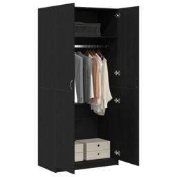 Berkfield Home Wardrobe Black Oak Engineered wood 90x52x200 Wardrobe - thumbnail 3