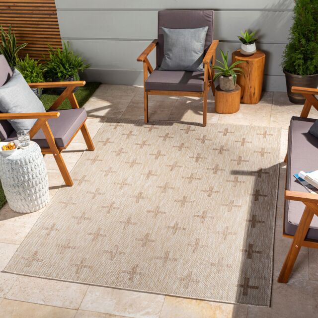 Livabliss Tuareg Global Beige Ivory Blue Graphic In- & Outdoor Rug in Tan - Size: 200 cm x 275 cm - image 1
