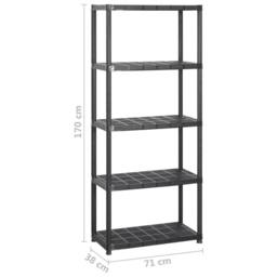 Berkfield Home Storage Shelf 5-Tier Black 284x38x170 cm Plastic - Size: 284 x 38 x 170 cm - thumbnail 5