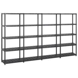Berkfield Home Storage Shelf 5-Tier Black 284x38x170 cm Plastic - Size: 284 x 38 x 170 cm - thumbnail 2