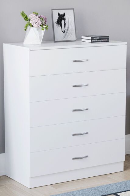 Home Discount Vida Designs Riano 5 Drawer Chest Of Drawers Storage in White - image 1