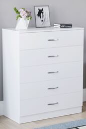 Home Discount Vida Designs Riano 5 Drawer Chest Of Drawers Storage in White - thumbnail 1