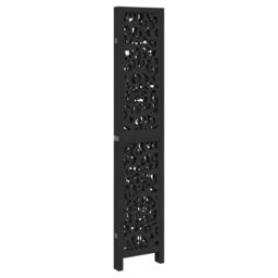 Berkfield Home Room Divider 4 Panels Black Solid Wood Paulownia - thumbnail 5