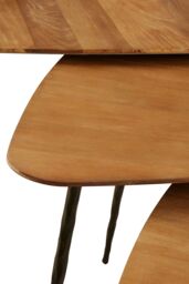 Orsina Textured Wooden Triangular Tables, Set of 3 End Tables, Compact Accent Tables, Distinctive Decorative Tables in Brown - thumbnail 5
