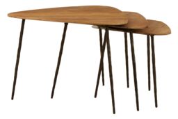 Orsina Textured Wooden Triangular Tables, Set of 3 End Tables, Compact Accent Tables, Distinctive Decorative Tables in Brown - thumbnail 2