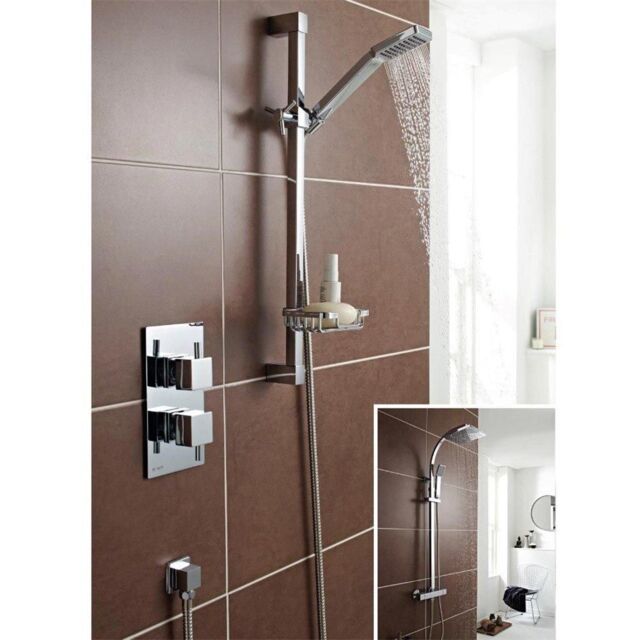 Clifton Chrome Concealed Mixer Shower with Wall Hung Slide Rail Kit in Silver