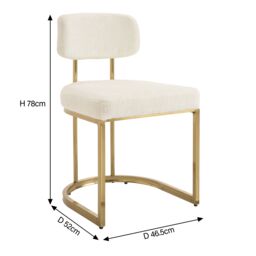 Modish Furnishing Rhea Set Of 2 White Chenille Fabric Dining Chair with Handle On Gold Frame - thumbnail 3