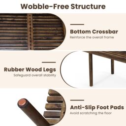 Costway Modern Coffee Table Accent Center Tea Table Cocktail Table with Slatted Tabletop in Brown - thumbnail 5