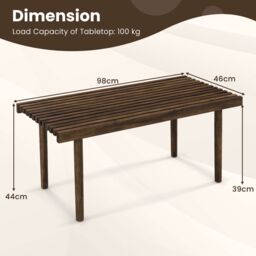 Costway Modern Coffee Table Accent Center Tea Table Cocktail Table with Slatted Tabletop in Brown - thumbnail 2