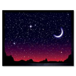 "Artery8 Painting Starry Night Sky Crescent Moon 12x16"" Framed Wall Art in Red - Size: W12"" x H16""" - thumbnail 1