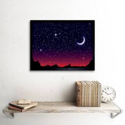 "Artery8 Painting Starry Night Sky Crescent Moon 12x16"" Framed Wall Art in Red - Size: W12"" x H16""" - thumbnail 2