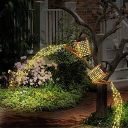 Havendro 1Pc Solar LED String Light Watering Can Outdoor Garden Decor in Metallics - thumbnail 3