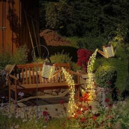 Havendro 1Pc Solar LED String Light Watering Can Outdoor Garden Decor in Metallics