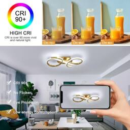 Goeco Modern LED Ceiling Light, 36W, for Bedroom Kitchen Living Room, 6500K in Gold - thumbnail 7