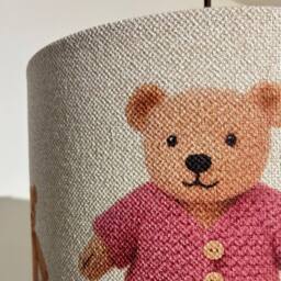 CGC Lighting Blake 30cm Oatmeal Linen Pink Teddy Bear Children's Lamp Shade in Natural - thumbnail 3