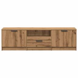Berkfield Home TV Cabinet Artisan Oak 140x35x40 cm Engineered Wood in Brown - Size: 140 x 35 x 40 cm - thumbnail 4