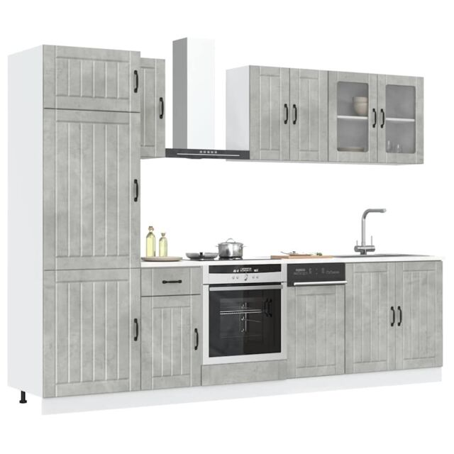 Berkfield Home 8 Piece Kitchen Cabinet Set Kalmar Concrete Grey Engineered Wood - image 1