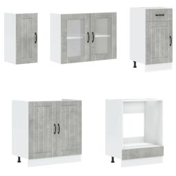 Berkfield Home 8 Piece Kitchen Cabinet Set Kalmar Concrete Grey Engineered Wood - thumbnail 4