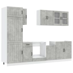 Berkfield Home 8 Piece Kitchen Cabinet Set Kalmar Concrete Grey Engineered Wood - thumbnail 2