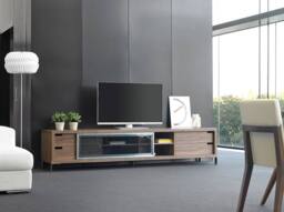 Angel Cerda Walnut Veneer TV Stand with Chromed Stainless Steel in Brown - thumbnail 6