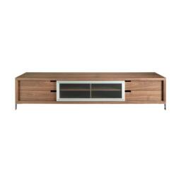 Angel Cerda Walnut Veneer TV Stand with Chromed Stainless Steel in Brown - thumbnail 2