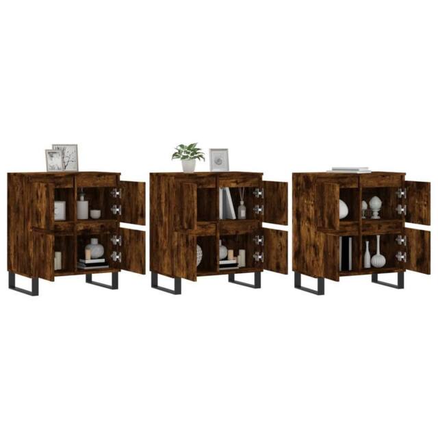 Berkfield Home Sideboards 3 pcs Smoked Oak Engineered Wood in Brown - image 1