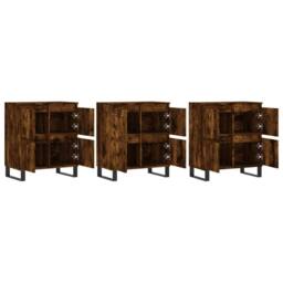 Berkfield Home Sideboards 3 pcs Smoked Oak Engineered Wood in Brown - thumbnail 4