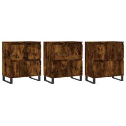 Berkfield Home Sideboards 3 pcs Smoked Oak Engineered Wood in Brown - thumbnail 3