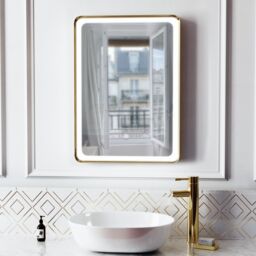 Nes Home Bathroom LED Mirror Demister Touch Sensor 500 x 700mm Brushed Brass in Metallics - thumbnail 2