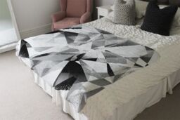 Benjamin Tate Design Black & White Geometric Grunge Pattern Blanket in Natural - Size: 120 cm x 150 cm - thumbnail 3