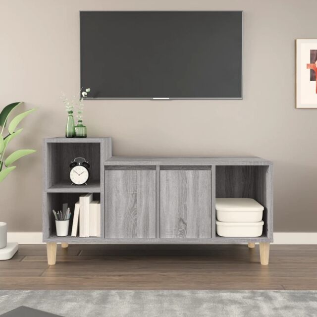Berkfield Home TV Cabinet Grey Sonoma 100x35x55 cm Engineered Wood - Size: 100 x 35 x 55 cm - image 1