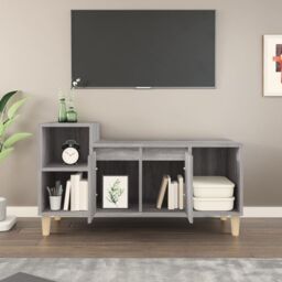Berkfield Home TV Cabinet Grey Sonoma 100x35x55 cm Engineered Wood - Size: 100 x 35 x 55 cm - thumbnail 3