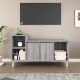 Berkfield Home TV Cabinet Grey Sonoma 100x35x55 cm Engineered Wood - Size: 100 x 35 x 55 cm - thumbnail 1
