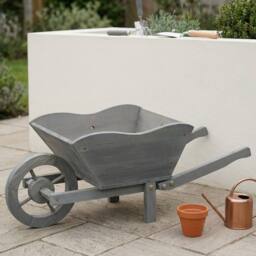 Garden Greatness Rustic Wooden Wheelbarrow Garden Planter in Grey - thumbnail 2